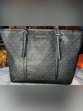 Michael Kors Gray/Black MK Logo Tote